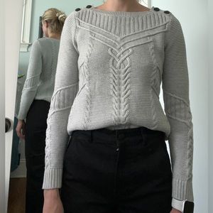Banana Republic Grey Fitted Knit Sweater